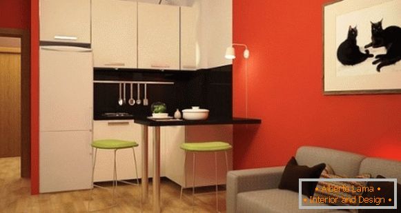 Estudio de diseño moderno estudio 25 sq. M - cocina de la foto sala de estar