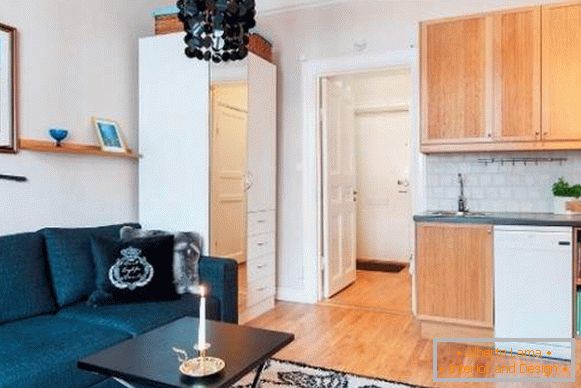Ideas para apartamentos estudio - una opción de un pequeño interior de 25 metros cuadrados