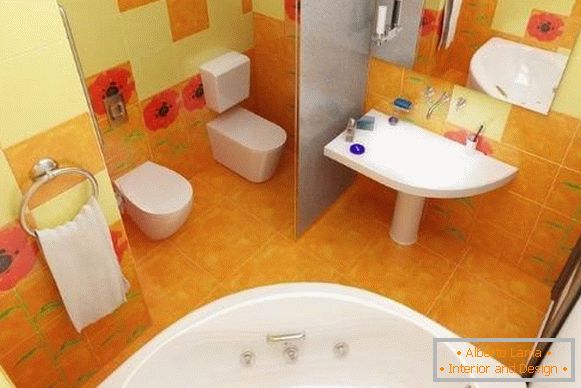 Diseño del baño combinado - foto en colores brillantes
