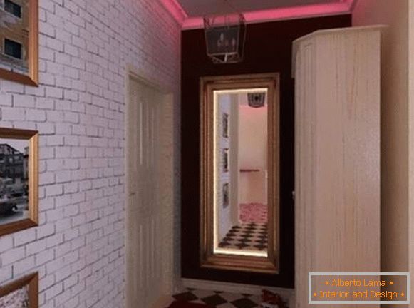 Diseño loft de un pequeño apartamento en Jruschov - interior del pasillo