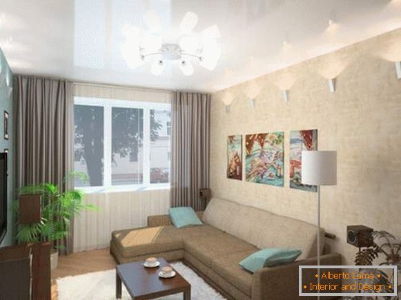 Diseño de pequeños apartamentos Khrushchev - interior de la sala en un apartamento de una habitación