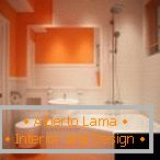 Cuarto de baño con interior naranja-blanco