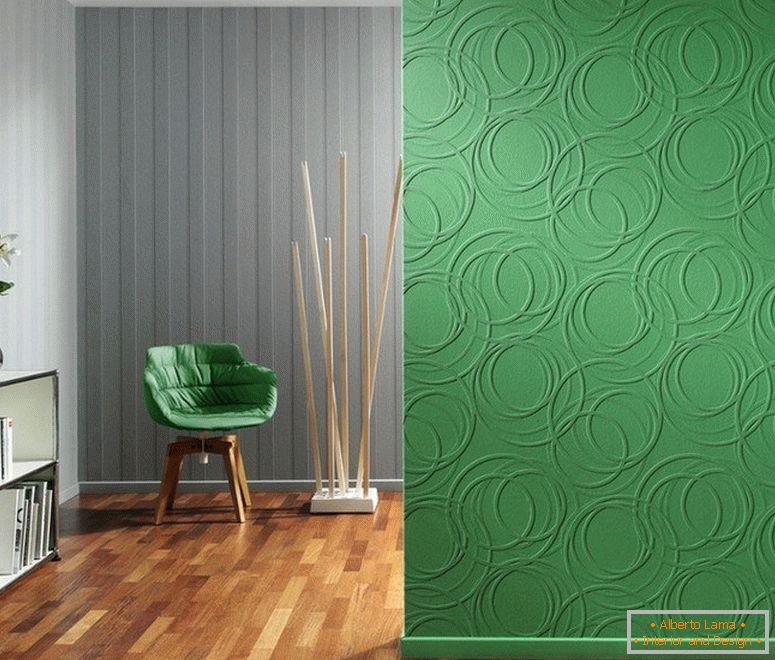 La combinación de gris y verde en la pared