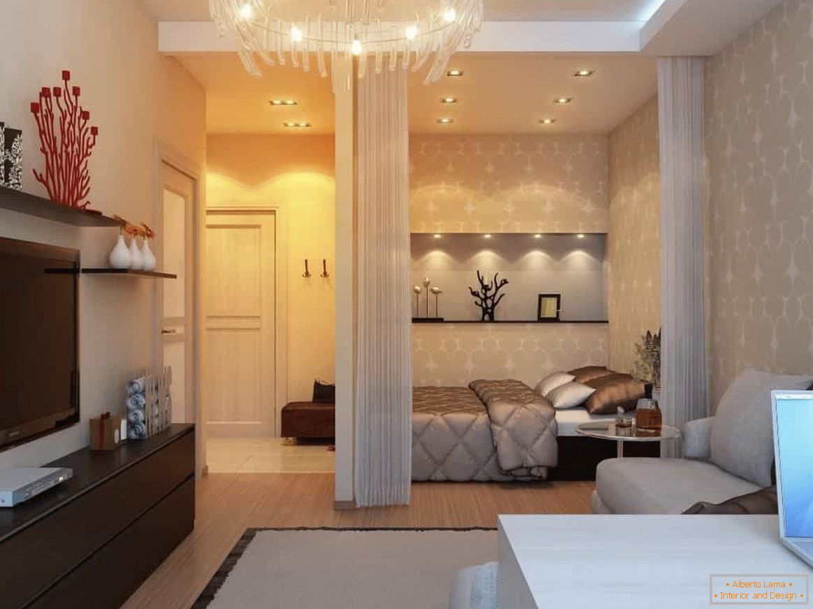 Diseño de un apartamento de una habitación con un dormitorio
