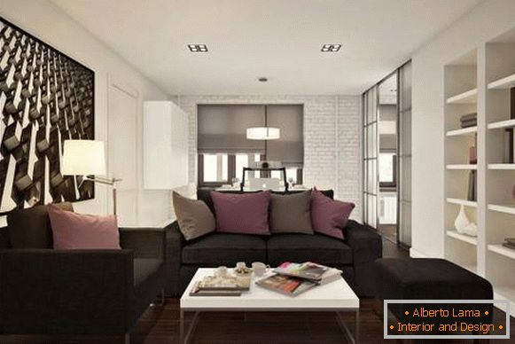Elegante diseño de un apartamento de dos habitaciones de 45 metros cuadrados photo