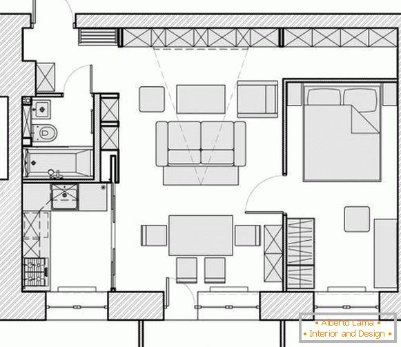 Diseño del apartamento 40 m2 - diseño de la fotografía de las habitaciones
