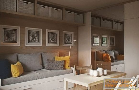 Diseño interior minimalista de un apartamento de una habitación de 40 metros cuadrados