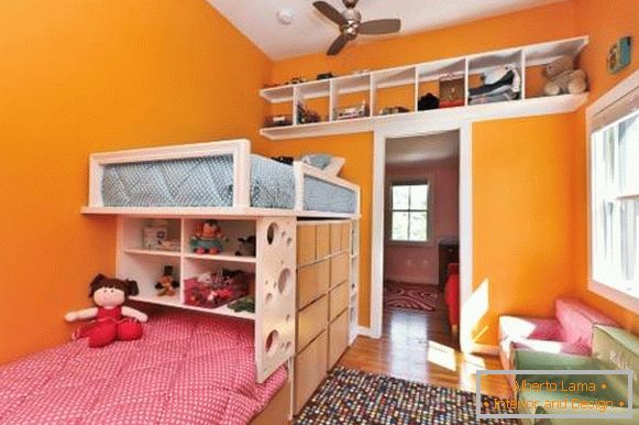 Diseño de apartamento de una habitación con dos niños - interior de una guardería