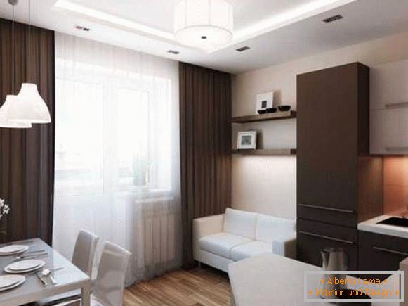 Diseño de un pequeño apartamento de una habitación: una cocina en el pasillo y un dormitorio separado