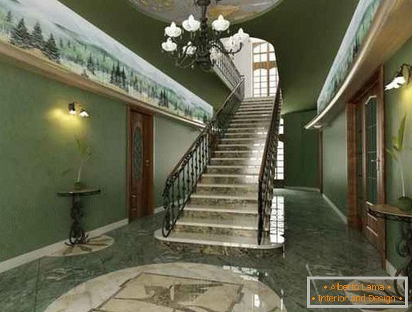 diseño de pasillo en una casa privada con escalera, foto 15