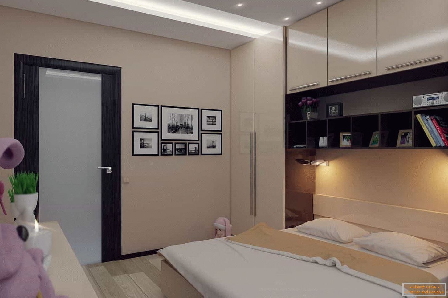Diseño de dormitorio en estilo Art Nouveau 13 m2. M.