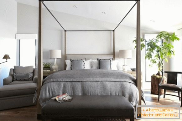Diseño de dormitorio simple en estilo ecológico