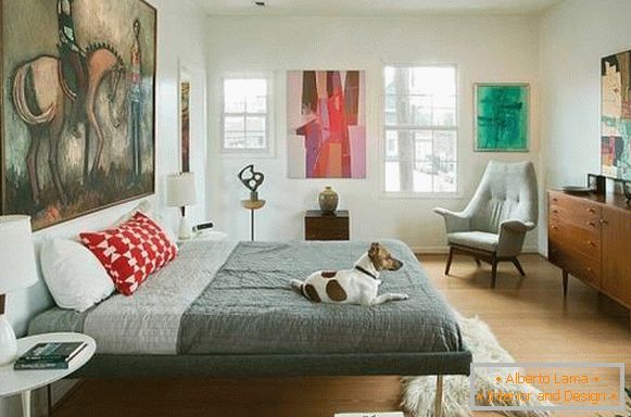 Muebles de dormitorio con estilo en el estilo del minimalismo de los años 60