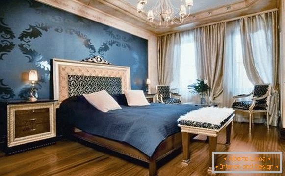 Zafiro azul en el diseño del dormitorio