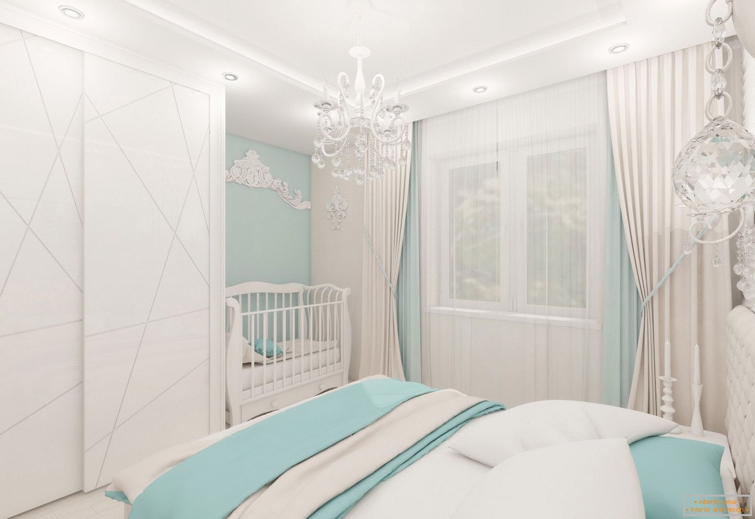 Diseño de dormitorio en colores claros