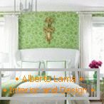 Dormitorio con estilo en colores verde y blanco