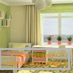 Diseño de dormitorio inusual en tonos rosados ​​y verdes
