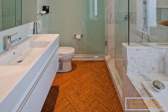 Diseño de baño con suelos de corcho