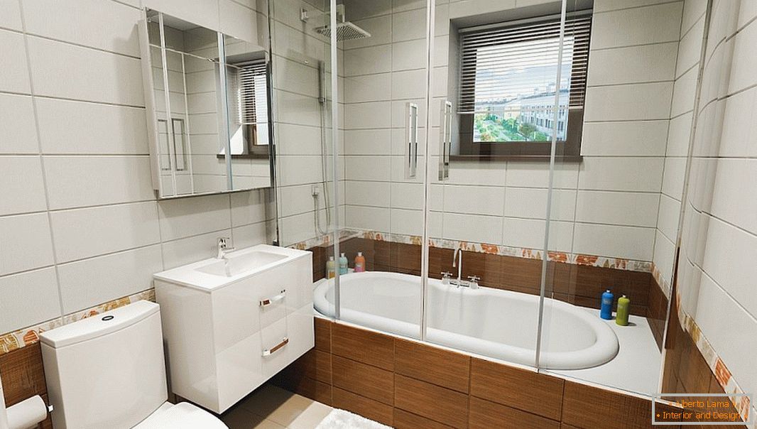 Baño moderno con una ventana cuadrada