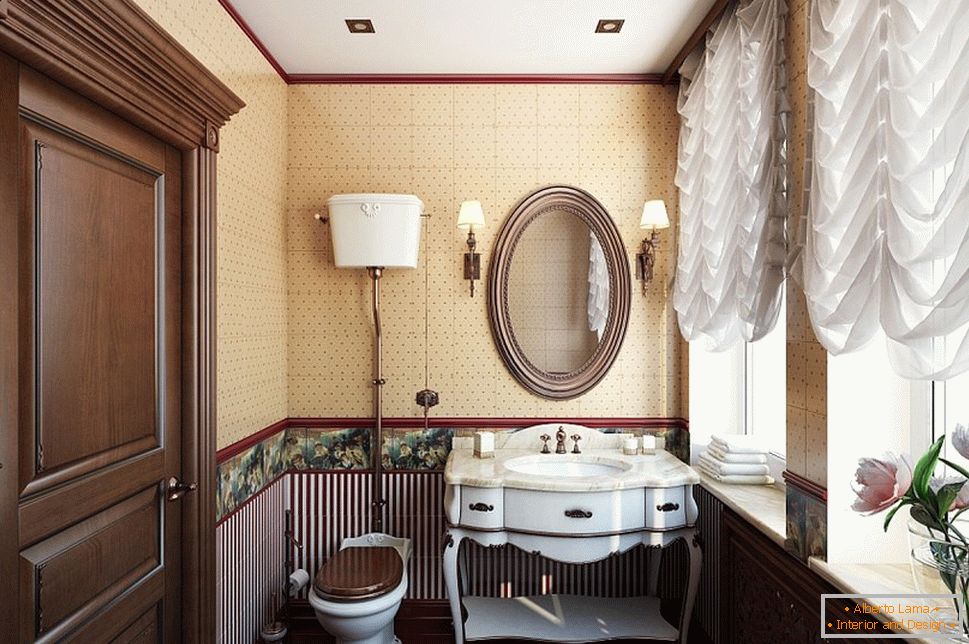 Interior del baño en estilo barroco