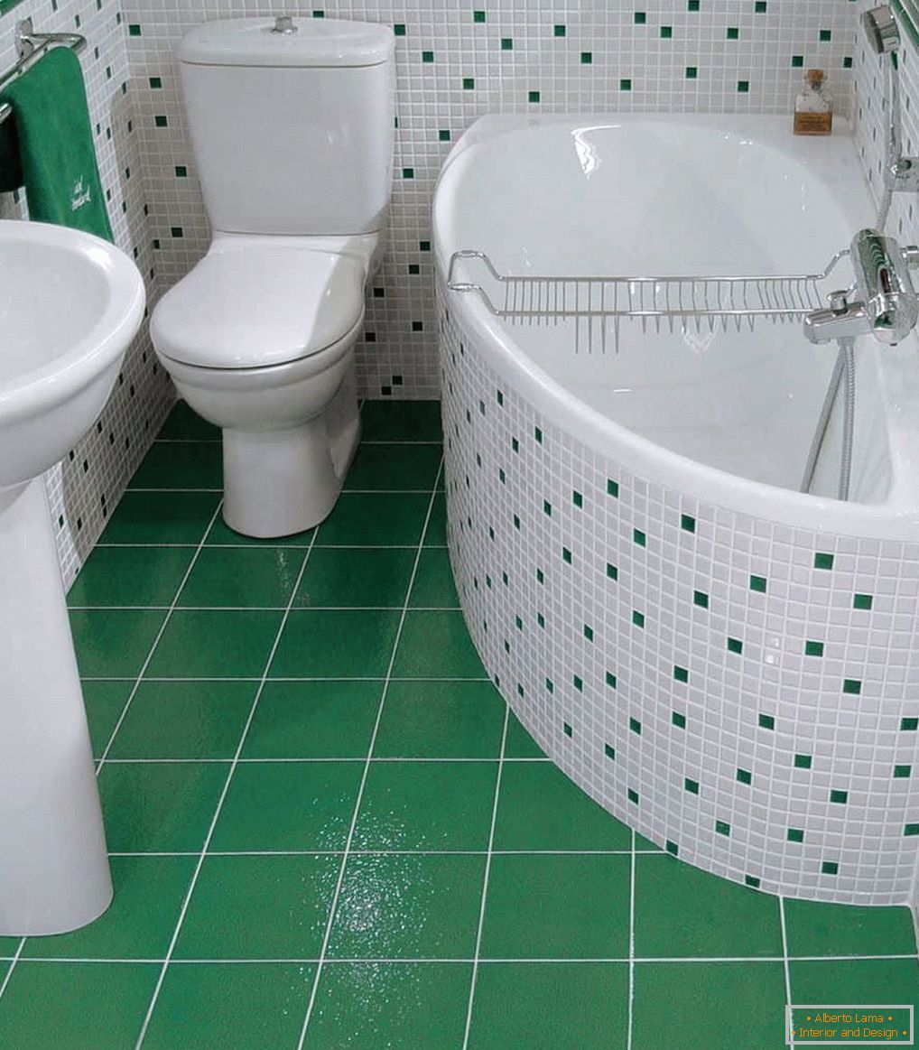 Baño de esquina blanco y verde