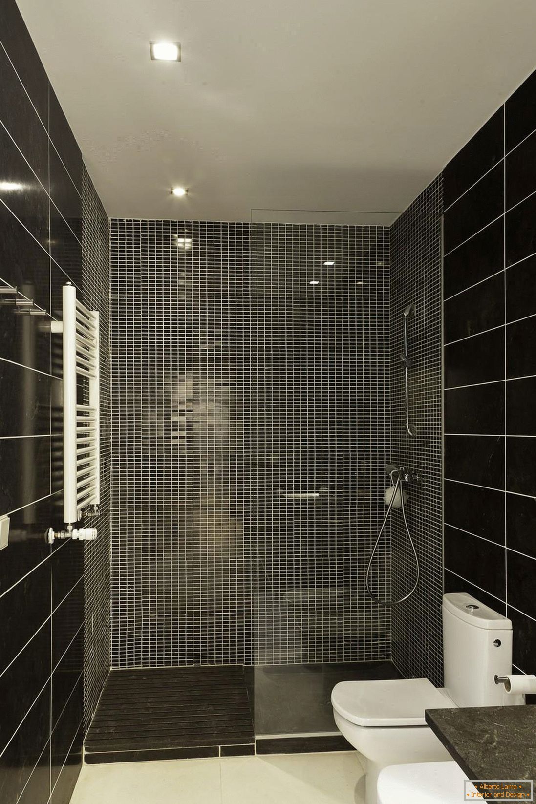 Interior de un baño pequeño con inodoro