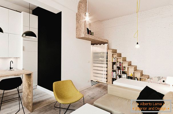 Diseño interior de un pequeño apartamento en Polonia