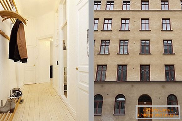 Interior del apartamento del pasillo en Suecia