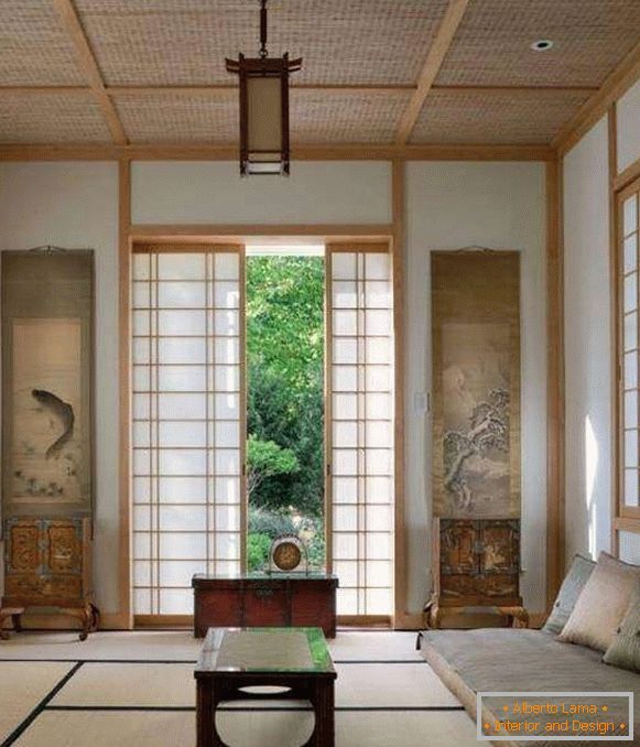 Diseño exótico de interiores en el estilo étnico de Japón