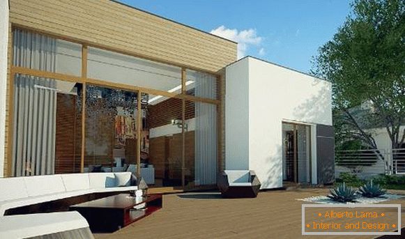 diseño de la fachada de una casa privada de una sola planta, foto 44