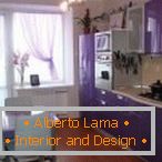 Color lila en el diseño de la cocina moderna