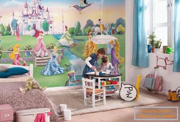 papeles pintados en una habitación para niños y niñas, foto 20