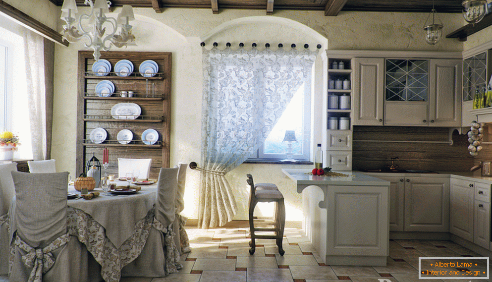 Interior de la cocina en estilo francés