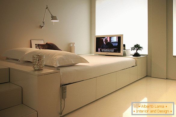 Dormitorio en un estilo futurista