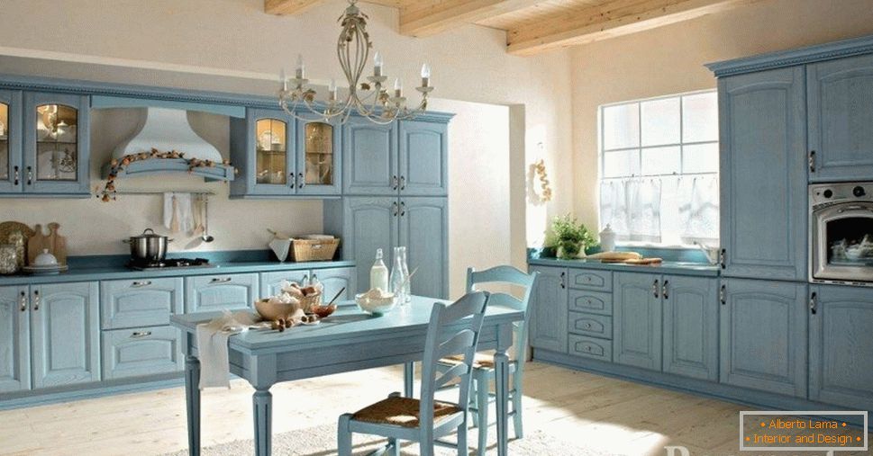 Muebles в кухне голубого цвета