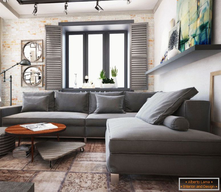 Diseño de una sala de estar moderna con chimenea