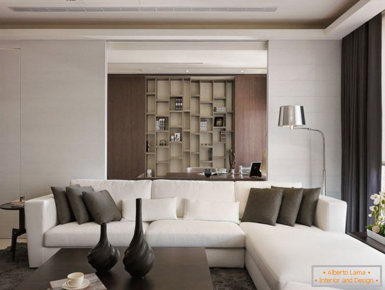 apartamento de lujo grande en una sala de estar moderna