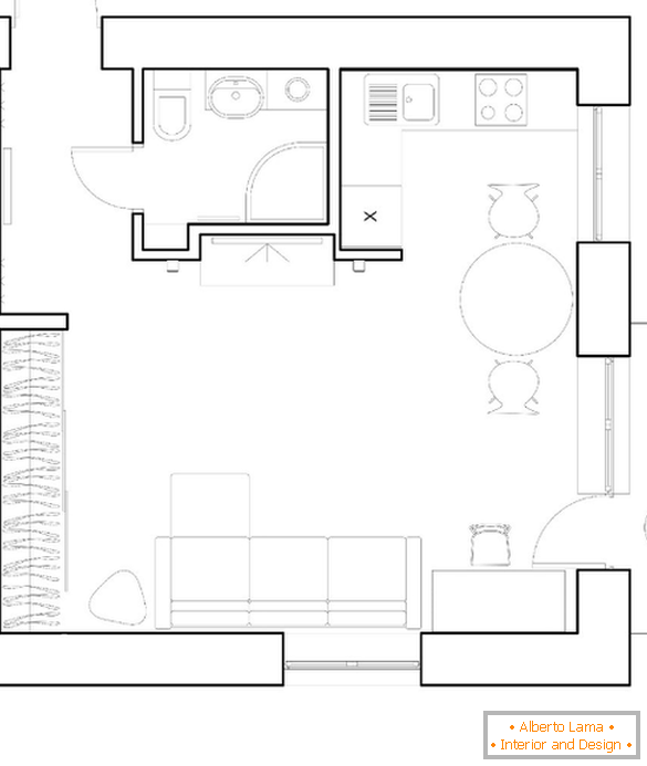 El diseño del apartamento estudio