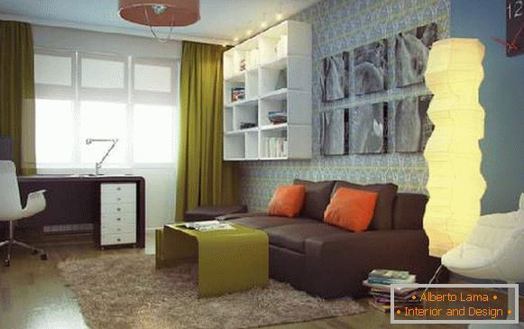 , el diseño de la sala de estar con una foto del lugar de trabajo 108