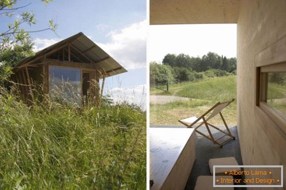 Aspecto de pequeña cabaña ecológica en Francia