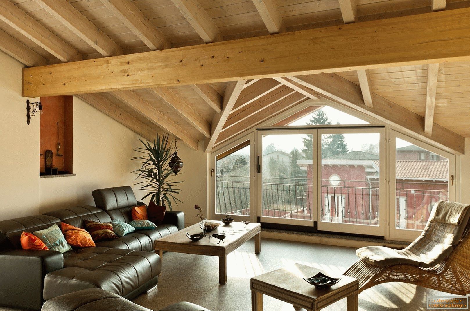 Interior de una casa de madera
