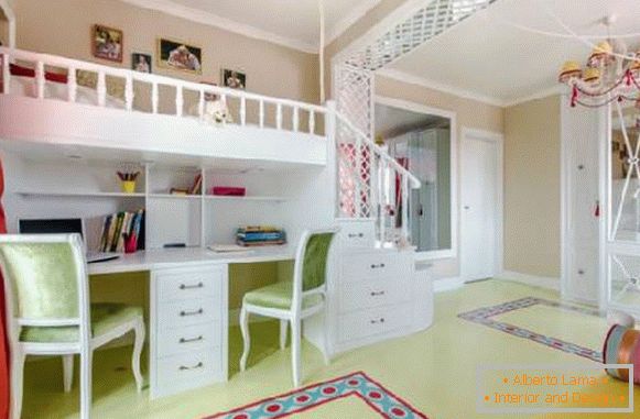 diseño del interior de una habitación infantil para dos niñas, foto 11