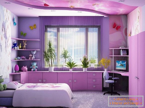 лиловый interior de la habitación de un niño для девочки