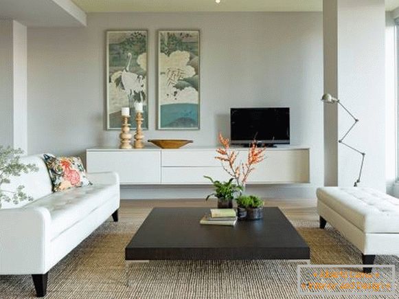 Diseño simple y moderno de la sala de estar en la foto