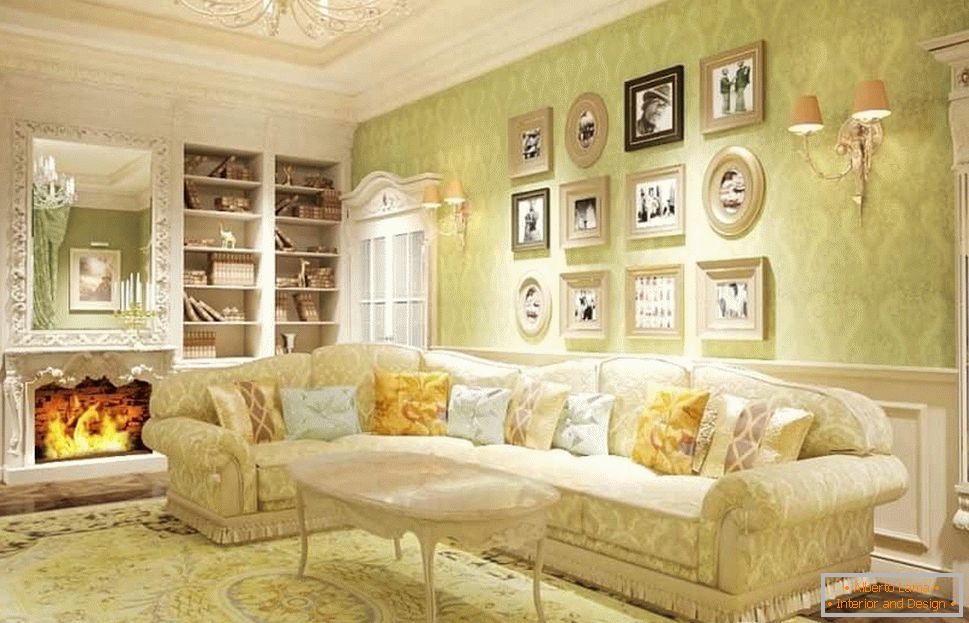 Diseño de pistacho claro de la sala de estar