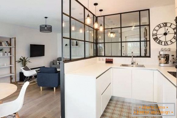 Interior moderno comedor cocina sala de estar en una casa privada
