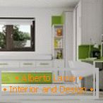 La combinación de verde y blanco en el diseño del apartamento