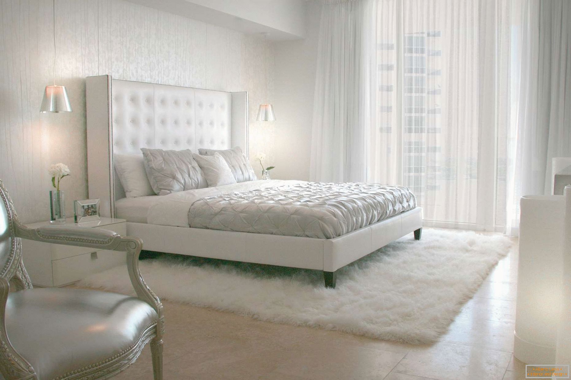 Color blanco en el diseño del dormitorio