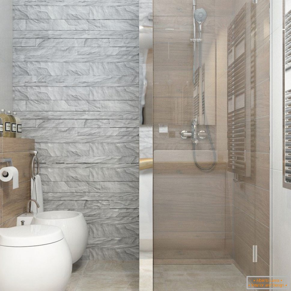 Diseño de interiores de baño en estilo minimalista blanco