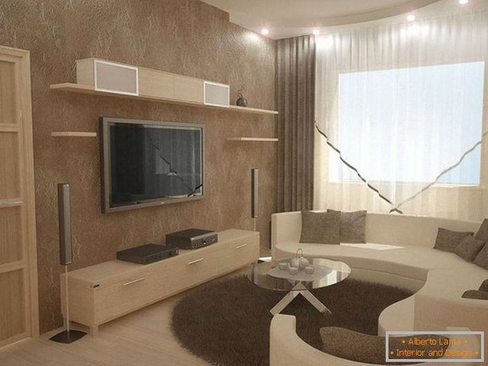 El estilo de alta tecnología ofrece muebles cómodos para la relajación, y no necesariamente formas rectangulares.
